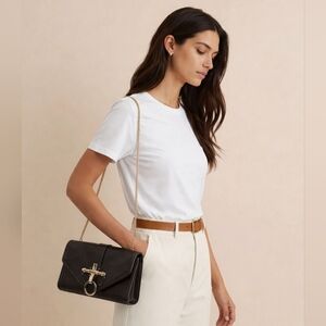 Givenchy Obsedia Elegant Brown Convertible Leather Clutch with Gold Accents